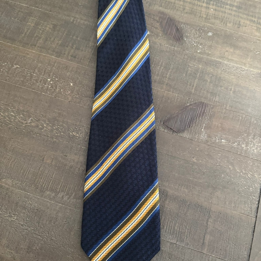 Classic Navy and Gold Striped Men's Tie